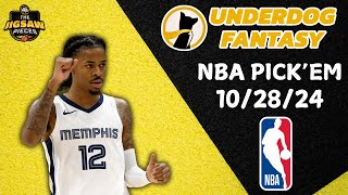 NBA UNDERDOG FANTASY PICKEM PICKS  PROPS amp PARLAYS  MONDAY  102824  BETS PROMOS [upl. by Nyvek]