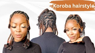 I tried the trending TikTok hairstyle in grand style how to do African Koroba hairstyle [upl. by Sedlik]