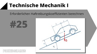 Technische Mechanik 1 Übung 25  erforderlichen Haftreibungskoeffizienten berechnen [upl. by Tiga]