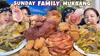 FAMILY MUKBANG CRISPY PATA BACON HAM FISH FILLET PINAKBET MUKBANG PINOY MUKBANG [upl. by Ytsur]