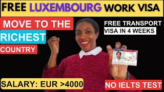 Luxembourg free work visa  Visa Sponsorship jobs available now [upl. by Lohrman]