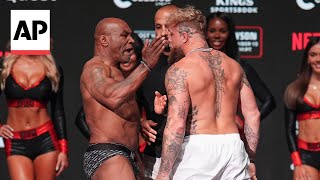 Mike Tyson slaps Jake Paul during their weighin before fight [upl. by Antoni]