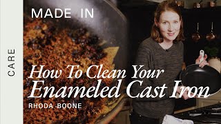 How To Clean Enameled Cast Iron Skillet  Made In Cookware [upl. by Harras314]