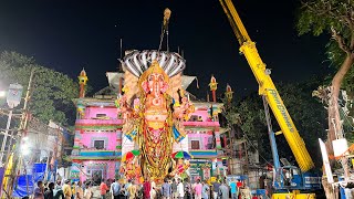 Khairatabad Ganesh Shoba Yatra 2023  Khairatabad Ganesh lifting With Crane KhairatabadNimajjanam [upl. by Eicyac]