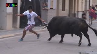 2 Toros Fiestas Barrio Sant Joan 2013  Nules Castellon Bous al Carrer Toros FJGNtv [upl. by Starkey297]