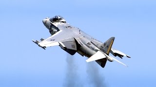 Harrier Jump Jet AV8B Harrier II  Spectacular Action  2014 Stuart Air Show [upl. by Acinoryt]