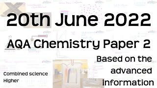 AQA Chemistry Paper 2 Revision  20th June 2022  GCSE Combined Science Higher Exam [upl. by Daggna868]