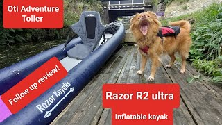 Razor R2 Ultra inflatable kayak  follow up review and review of Bluefin high back seat [upl. by Aurilia521]