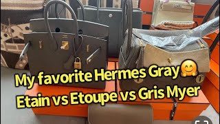 Hermes Etain Birkin Sellier vs Hermes Etoupe Lindy 26 vs Gris Meyer GP30🩶🤎 Compare amp Review😍 [upl. by Atiuqad809]