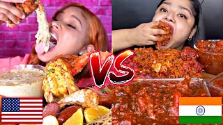 AMERICAN VS INDIAN MUKBANG🇺🇸🆚🇮🇳😱🙀🤯 [upl. by Augusto]