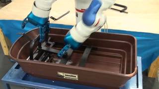 Robotiq 3Finger Adaptive Robot Gripper in Robotic Kitting Application with Yaskawa Motoman Dual Arm [upl. by Tevlev]