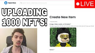 Uploading 10000 NFTs To Opensea Live [upl. by Htrahddis]