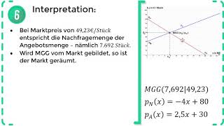 Lineare Funktionen  Marktpreistheorie amp Marktgleichgewicht – Rechnen amp Interpretieren  Übung 1 [upl. by Amoihc477]