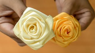 Realistic and Super Easy Ribbon Roses Wedding DIY Flowers [upl. by Zitvaa]