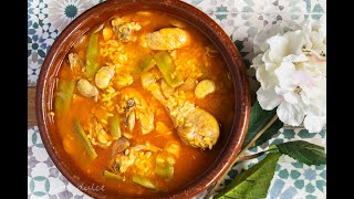 Arroz caldoso de pollo 🐔 y conejo 🐇  receta valenciana [upl. by Saucy]