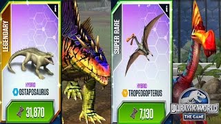 2 Hybrids  Ostaposaurus and Tropeogopterus  Jurassic World The Game [upl. by Hgieloj]