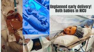 Emergency EARLY DELIVERY  TWIN BIRTH VLOG  High Risk Multiples  Lauren Stewart [upl. by Akenahs]