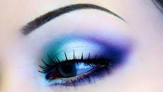 TRICOLOR WINGED EYESHADOW ♡ TURQUOISE PURPLE AND WHITE MAKEUP TUTORIAL [upl. by Stallworth]