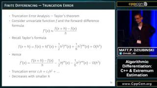 CppCon 2015 Matt P Dziubinski quotAlgorithmic Differentiation C amp Extremum Estimationquot [upl. by Renaldo]