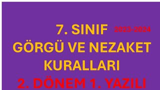 7SINIF GÖRGÜ VE NEZAKET KURALLARI 2DÖNEM 1YAZILI AÇIK UÇLU [upl. by Haakon990]