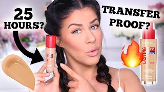 NEW RIMMEL 25 HOUR TRANSFER PROOF HYDRATING FOUNDATION FIRST IMPRESSIONS amp WEAR TEST [upl. by Ullyot900]