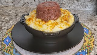 የቡላ ገንፎ በክትፎ  Ethiopian Food Bula Genfo with Kitfo Recipe [upl. by Holms]