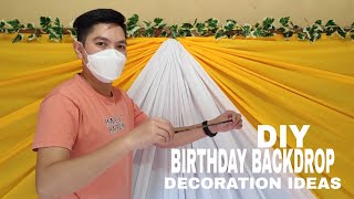 DIY BIRTHDAY BACKDROP AND TABLE SKIRTING DECORATION IDEAS AT HOME  PLEATED BACKDROP Rex Montalbo [upl. by Yruoc806]