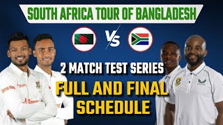 Bangladesh Vs South Africa Test2024  Final Schedule  Bangladesh Vs South Africa Series Fixture [upl. by Inaj]