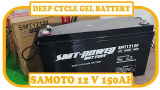 Aki Panel Surya SMT Power Battery 12Volt 150AH  VRLA DEEP CYCLE GEL BATTERY SAMOTO [upl. by Carmelia558]