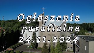 Ogłoszenia parafialne 24 listopada 2024 r [upl. by Otaner267]