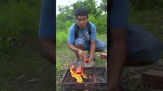 Outdoorfood SIMPLE BUT USEFUL Eat Hotdog In Forest camping outdoor bushcraf forest survival [upl. by Genie]