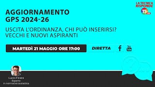 Aggiornamento Gps 202426 uscita l’ordinanza chi può inserirsi Vecchi e nuovi aspiranti [upl. by Sella]