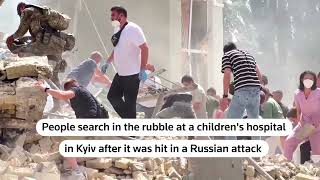 Ukraine childrens hospital hit by Russian attack  REUTERS [upl. by Eecak]