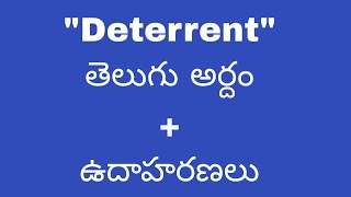 Deterrent meaning in telugu with examples  Deterrent తెలుగు లో అర్థం Meaning in Telugu [upl. by Cesya]