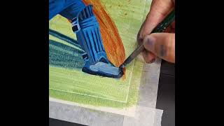 Painting Cricket Player in Acrylic Color on Paper Part 7 [upl. by Cohette344]