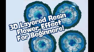 1685 🌸🌸 3D Resin Layered Flower Coasters For Beginners  Turquoise Sparkle 042824 🌸🌸 [upl. by Airretnahs]