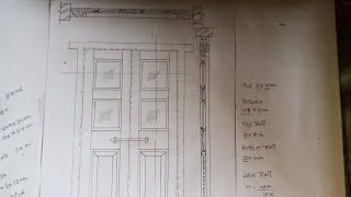 glazed and panelled door  building drawing 3rd semester [upl. by Powers]