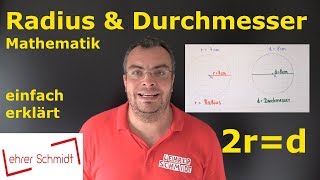 Radius und Durchmesser  Kreis  Mathematik  einfach erklärt  Lehrerschmidt [upl. by Asiulairam]