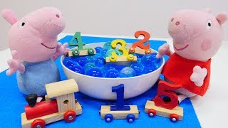 Zahlen lernen mit Peppa Wutz Spielzeug Spaß mit Puppen [upl. by Shelba]