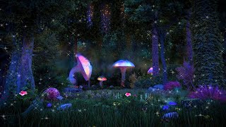 Enchanted Forest Night Ambience ✨🍄🌲 Mystical atmosphere calming nature sounds amp occasional rain [upl. by Burgess]