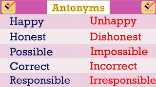 Antonyms  Prefix  Antonyms formed with Prefixes  200 Important Opposite words  Prefix words [upl. by Pollyanna]