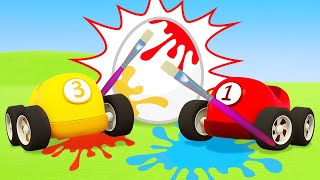 Racing cars for kids amp surprise eggs Full episodes of Helper Cars cartoons for kids [upl. by Marlen]