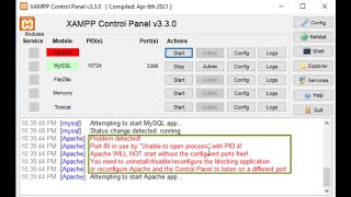 mysql port 2 Ways to solve problem Port 80 in use by Unable to open process with PID 4 in XAMPP [upl. by Irtimd]