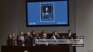 Leonardo da Vincis Salvator Mundi  2017 World Auction Record  Christies [upl. by Kcirdneked]