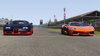 Lamborghini Aventador LP7004 vs Bugatti Veyron 164 SS at Monza Full Course [upl. by Coshow51]