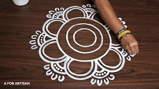 Beautiful Rangoli Designs for BEGINNERS  Simple Alpona Designs for FESTIVALS  Jhoti Chita Design 🌺 [upl. by Divadnhoj473]