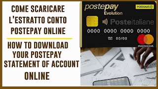 COME SCARICARE LESTRATTO CONTO POSTEPAY  How to download your Postepay Statement of account online [upl. by Oeht489]