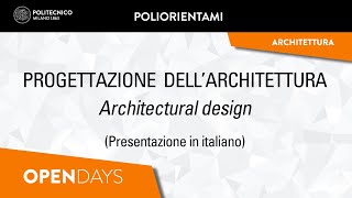 Progettazione dellArchitettura Laurea Triennale [upl. by Coraline]