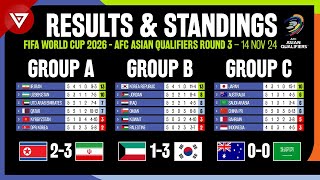 🔴MD5 FIFA World Cup 2026 AFC Asian Qualifiers Round 3 Results amp Standings Table  14 Nov 2024 [upl. by Willner]