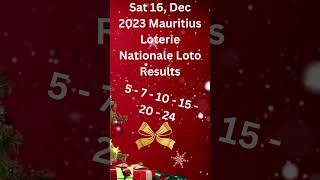 Youtube shorts Sat 16 Dec 2023 Mauritius Loterie Nationale Loto lottory [upl. by Childs]